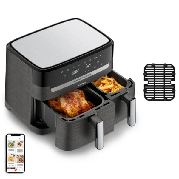 Moulinex EZ905B20 Dual Easy Fry & Grill: Freidora de Aire y Grill de 8,3L en Negro
