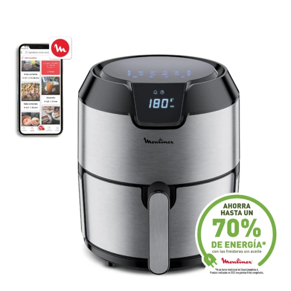 Freidora de Aire Moulinex Easy Fry Deluxe 4.2L Digital Inox: Innovación y Salud en tu Cocina