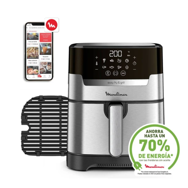 Moulinex EZ505D10 Easy Fry & Grill: Freidora de Aire Digital de 4,2L en Acero Inoxidable