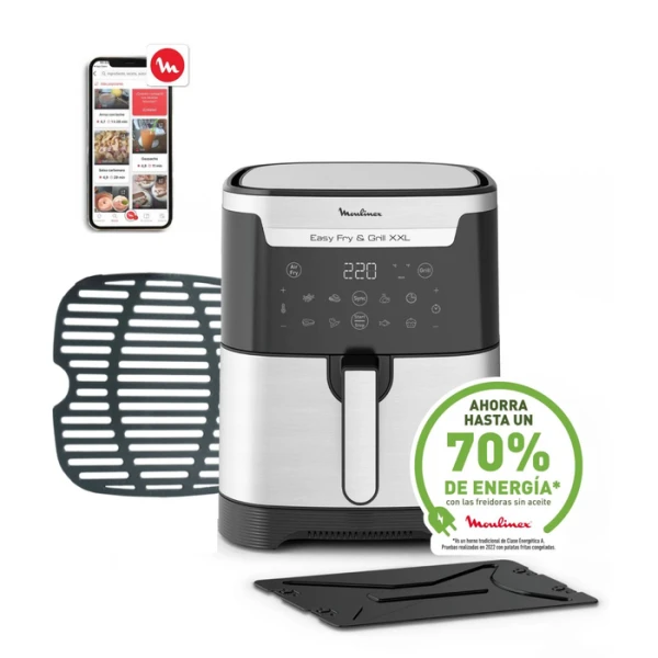 Moulinex EZ801D10 Easy Fry & Grill XXL: Freidora de Aire Digital de 6,5L en Acero Inoxidable»