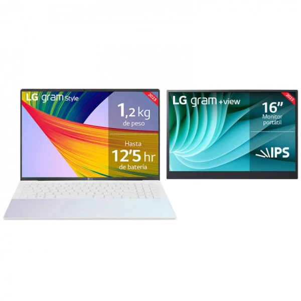 Monitor LG gram Style 16Z90RS + Monitor Portátil LG +view 16MR70/ i7/ 32GB/ 512GB SSD/ OLED