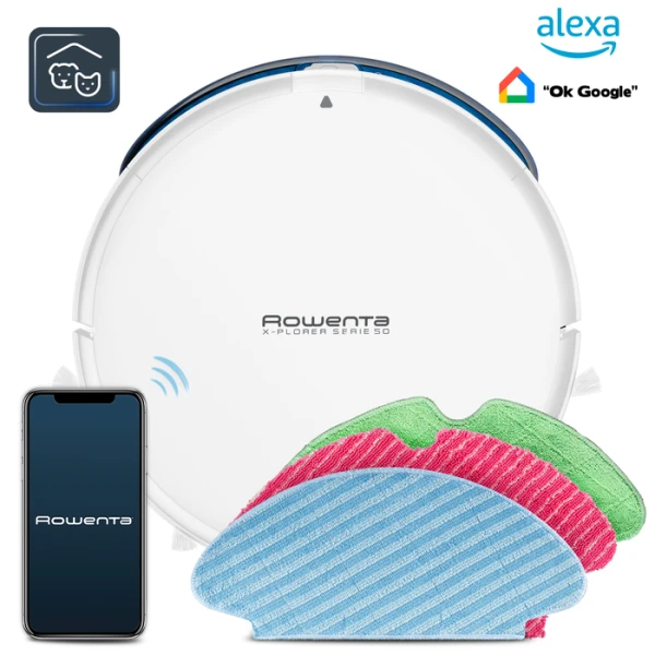 Robot Aspirador Rowenta X-Plorer Serie 50 Total Care + Connect RR7347WH: 4 en 1 para una Limpieza Integral y Conectada