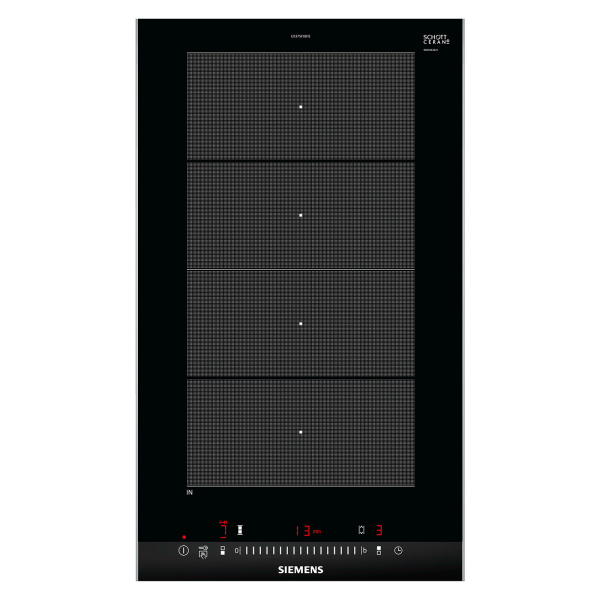 Placa SIEMENS EX375FXB1E iQ700, 30 cm color Negro de Inducción, Dominó