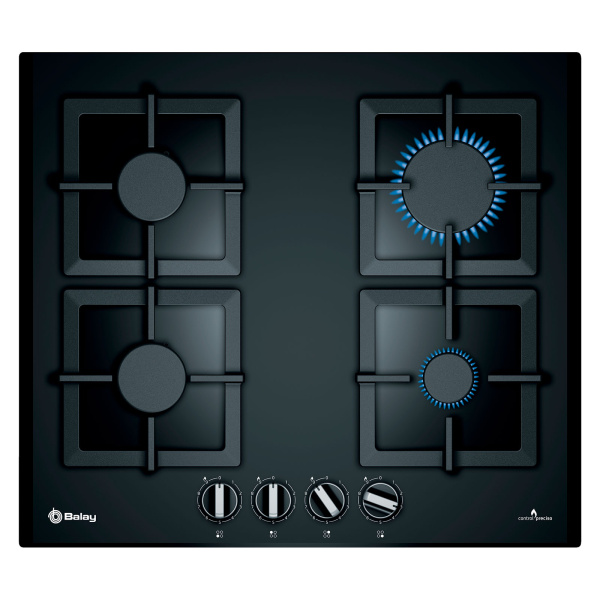 Placa de Gas BALAY 3ETG664HB, 60 cm, Cristal Negro
