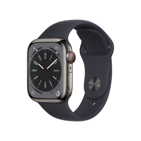 Apple Watch Series 8 GPS + Cellular 41mm Caja de Acero Inoxidable Grafito con Correa Deportiva Medianoche