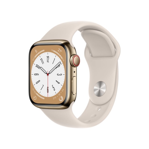 Apple Watch Series 8 GPS + Cellular 41mm Caja de Acero Inoxidable Oro con Correa Deportiva Blanco Estrella