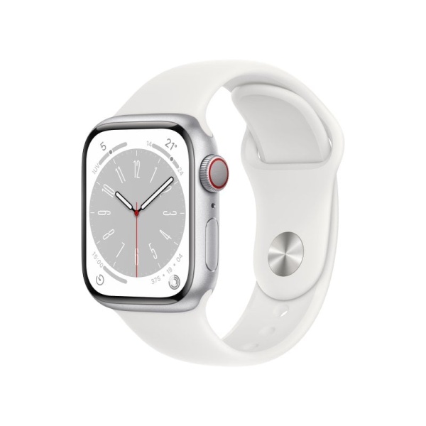 Apple Watch Series 8 GPS + Cellular 41mm Caja de Aluminio Plata con Correa Deportiva Blanca