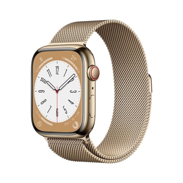 Apple Watch Series 8 GPS + Cellular 45mm Caja de Acero Inoxidable con Correa Milanese Loop Oro