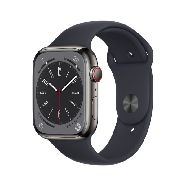 Apple Watch Series 8 GPS + Cellular 45mm Caja de Acero Inoxidable Grafito con Correa Deportiva Medianoche Reacondicionad