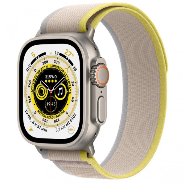 Apple Watch Ultra LTE Titanio con Correa Trail Loop S/M Amarillo/Beige