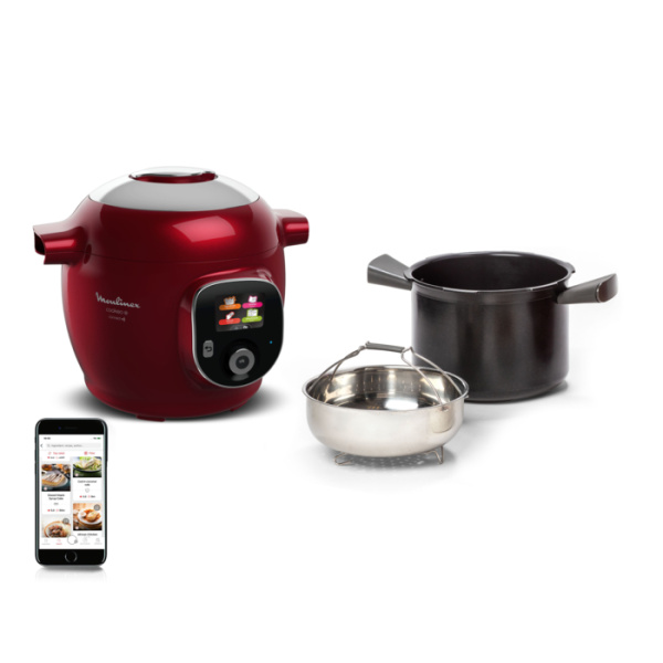 Cookeo+, Olla Programable, 6L, 200 Recetas, Rojo