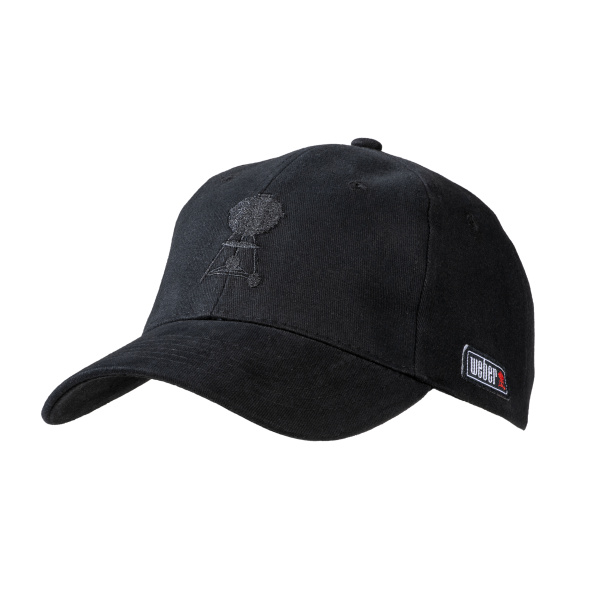 Gorra Weber con barbacoa Kettle negra y logotipo en lateral