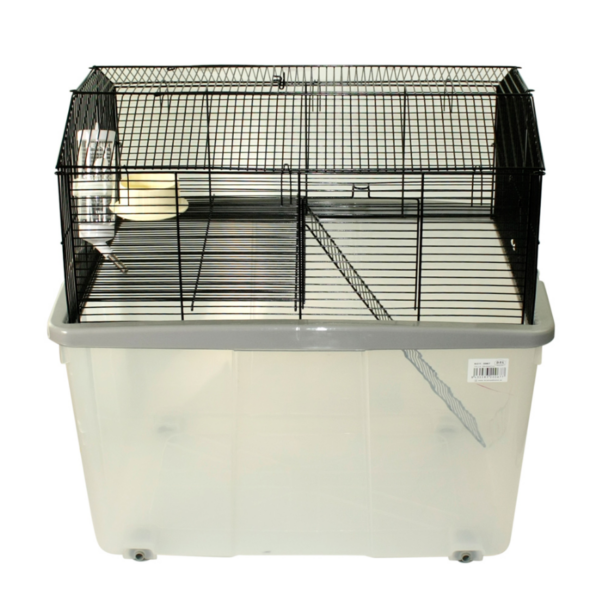 Jaula Hámster Cobaya Grande Chalet de 2 Piso con Rueda para Roedores Pequeños con Escalera Comedero Benedero Base con Mucha Visibilidad