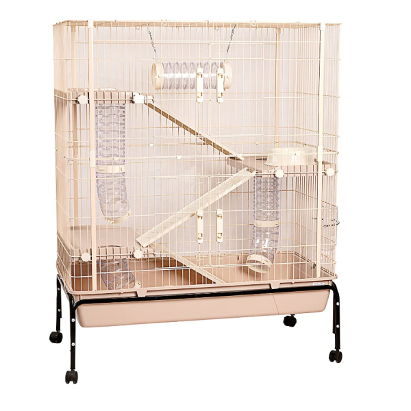 Jaula Hámster Grande Chinchilla con Rueda Giratoris Casita de 3 niveles con tubos comedero bebedero para Ardillas Conejo Gato 101.5 x51 x130cm