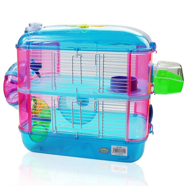 Jaula Hámsters de 2 Plantas Jaula para Jerbos Roedores con Bebedero Comedero Rueda Tubos 40x26x40cm