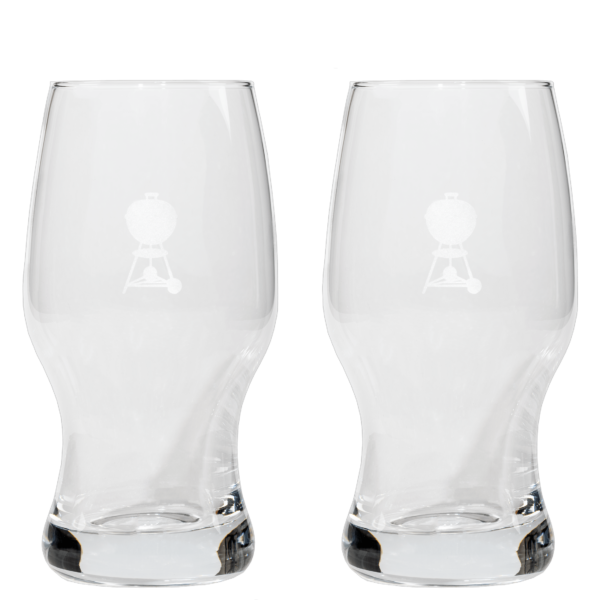 Juego de 2 vasos de cerveza con posavasos Weber
