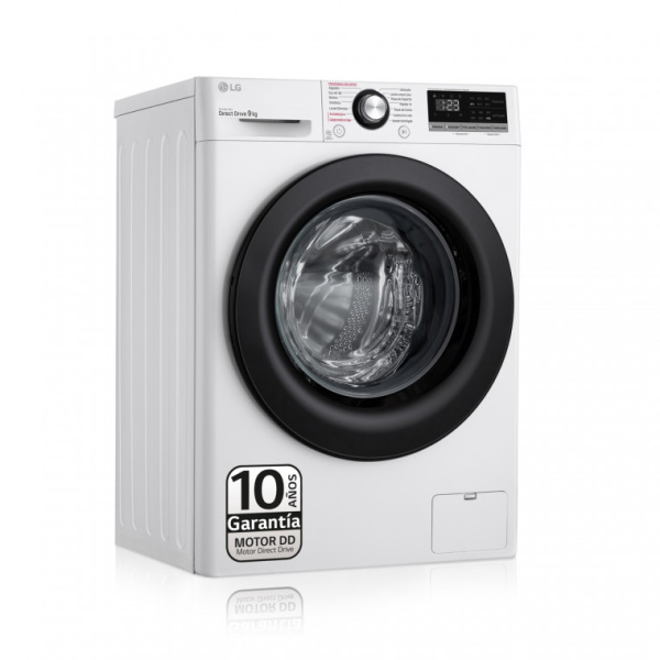 Lavadora LG con vapor 9kg 1400 B Blanca