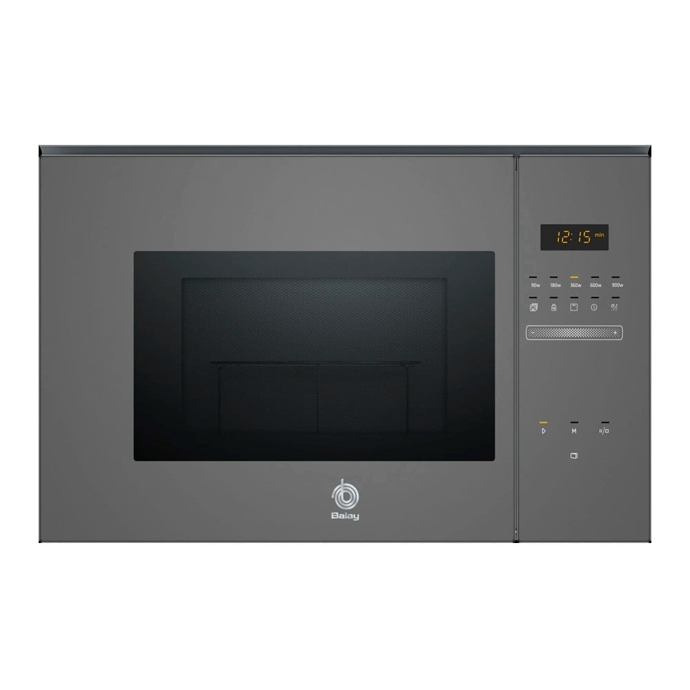Microondas Integrable - Balay 3CG5175A2, Grill, 900 W, Cristal Gris Antracita