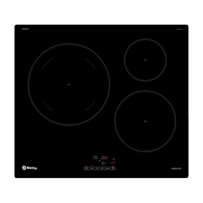 Placa Inducción - Balay 3EB865ERS, 3 Zonas, 60 cm, Negro, Sin Marco