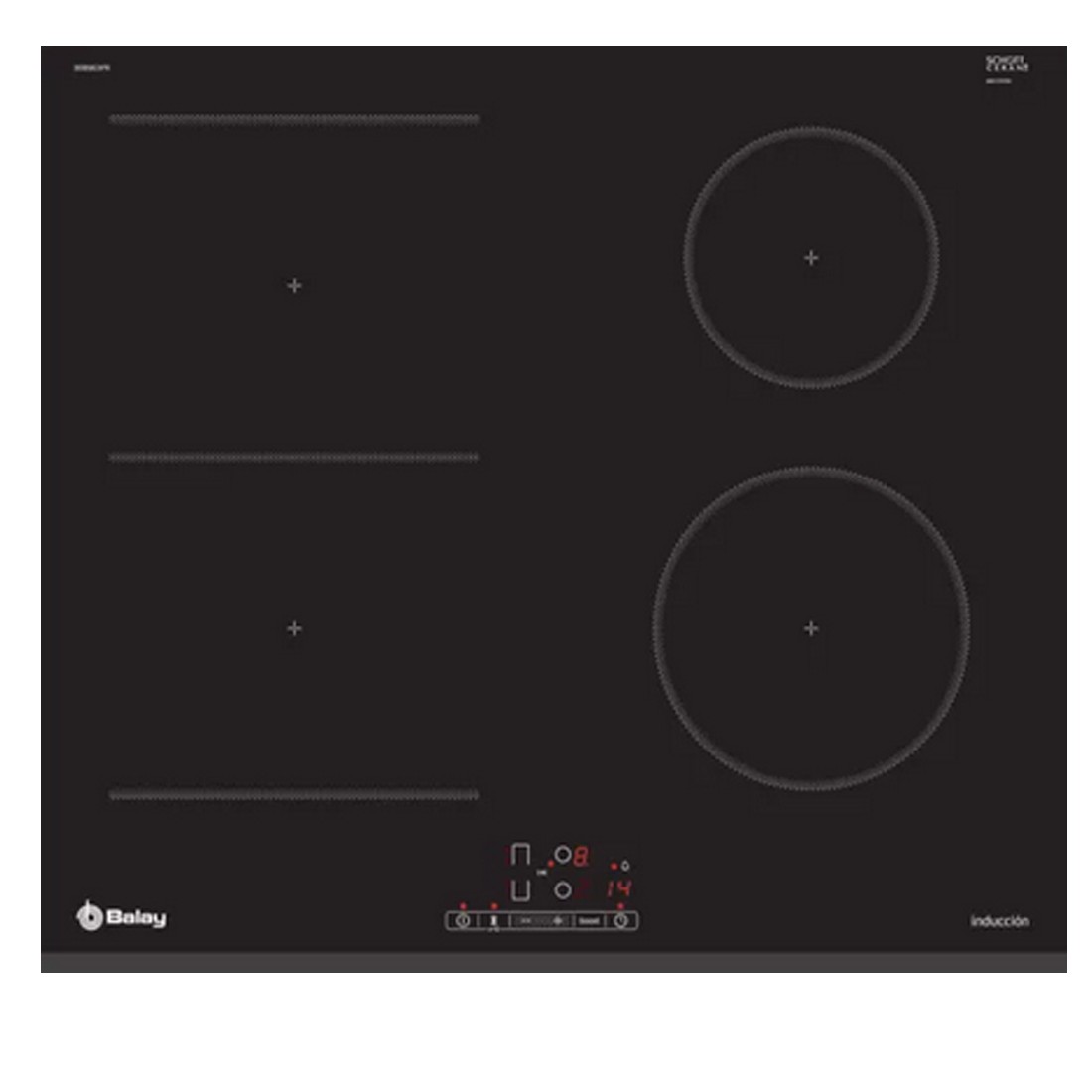 Placa Inducción - Balay 3EB963FR, 4 Zonas, 60 cm, Negro, Biselado
