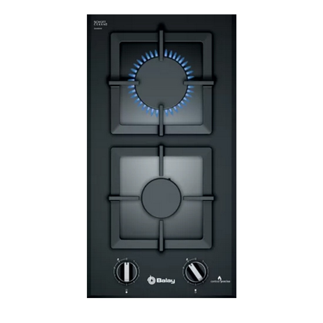 Placa Modular Gas - Balay 3ETG632HB, 2 Zonas, 30 cm, Negro, Biselado
