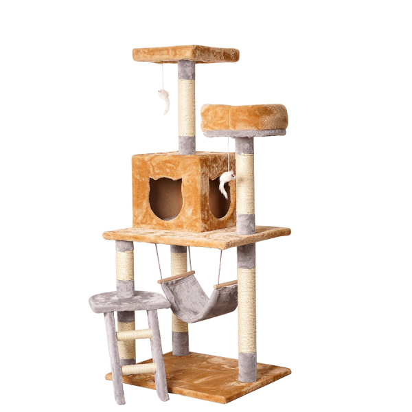 Rascador árbol para Gato Grande 5 Niveles Escalada Plataforma Refugios Juguete Desestresante 60x50x145cm