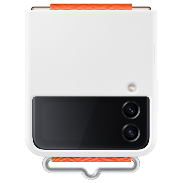SAMSUNG Galaxy Z Flip4 Silicone Cover with Strap – White, White