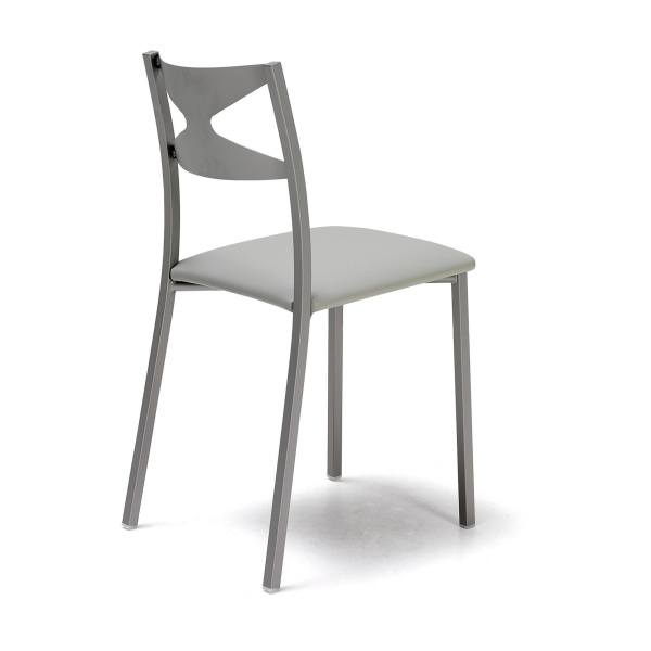 Silla kyra metal plata asiento polipiel blanco