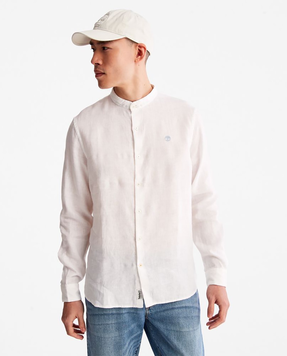 Timberland - Camisa De Lino De Hombre Corte Slim Lisa En Color Blanco