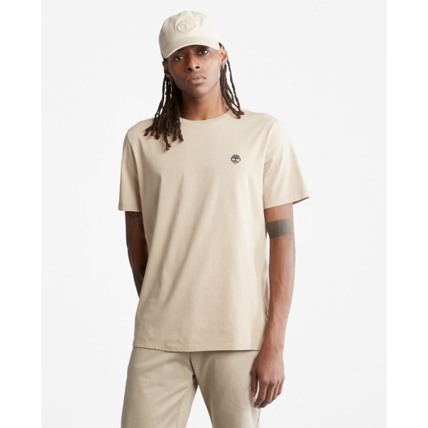Timberland – Camiseta De Hombre En Color Beige De Manga Corta