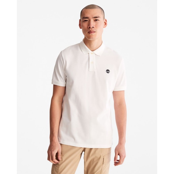 Timberland – Polo De Piqué De Hombre En Color Blanco De Manga Corta