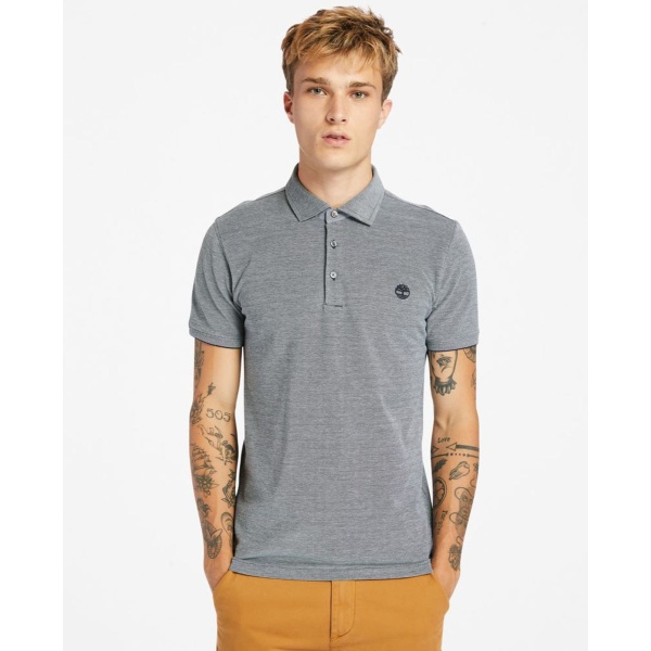 Timberland – Polo De Piqué De Hombre En Color Gris De Manga Corta