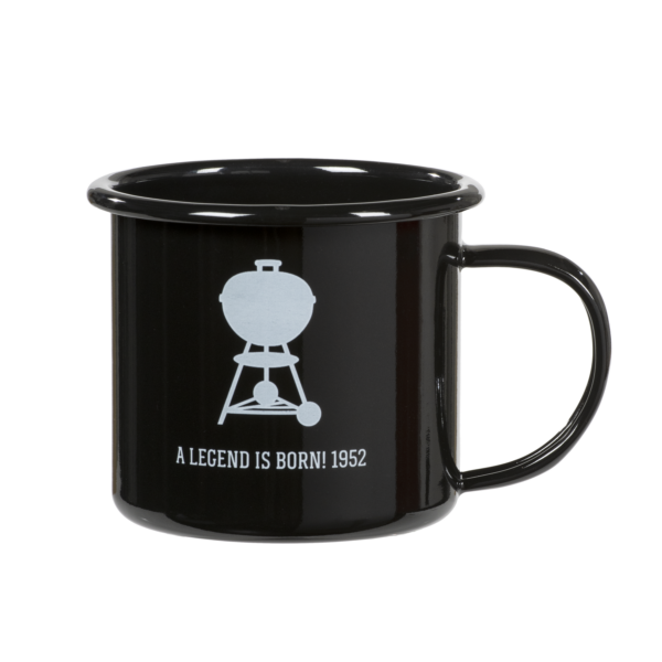 Taza Retro Esmaltada Weber – ‘A Legend is Born’: Disfruta de tu Café con Estilo